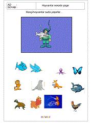 hangi hayvanlar suda yaşarlar çalışma sayfaları